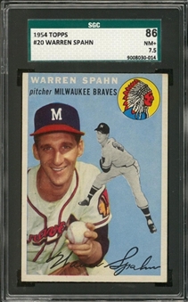 1954 Topps #20 Warren Spahn – SGC 86 NM+ 7.5